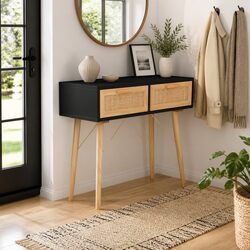 Console Table Black 80x30x75 cm Scandinavian Hallway Entryway Accent Side Table