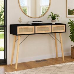 Console Table Black 105x30x75 cm End Table Hallway Accent Furniture Storage