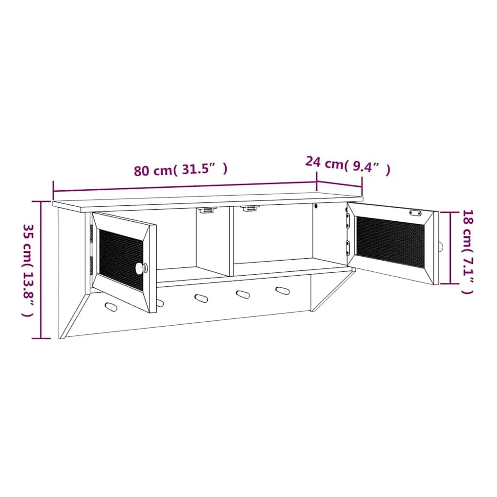 Wall-mounted Coat Rack with Storage Compartments and Hooks Black
