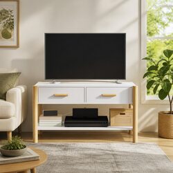 TV Cabinet White 82x38x45 cm Engineered Wood Storage Unit Stand Organiser