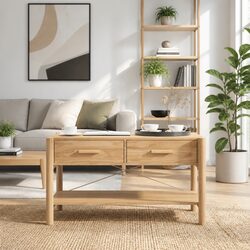 Coffee Table with Storage Brown Engineered Wood Side Table Home Furniture Décor