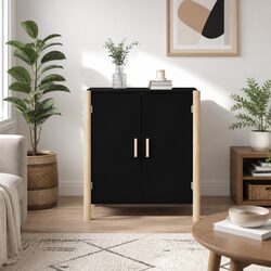 Black Sideboard Cabinet Storage Furniture 62x38x70cm Engineered Wood Home Buffet