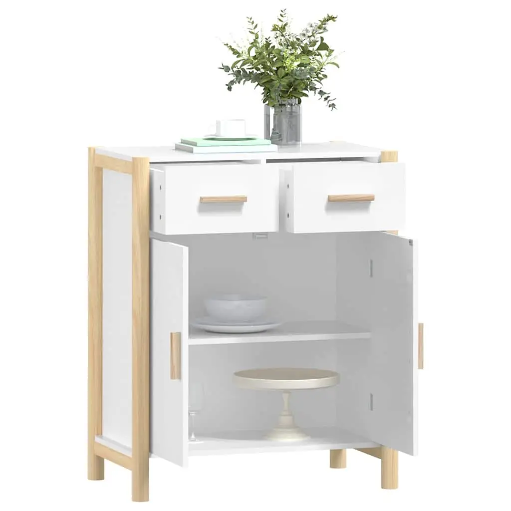 Sideboard White Storage Cabinet Engineered Wood 62x38x75cm Living Room Furniture
