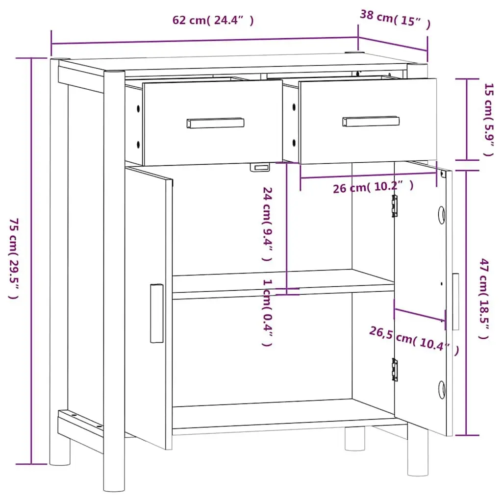 Sideboard White Storage Cabinet Engineered Wood 62x38x75cm Living Room Furniture