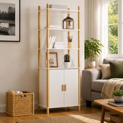 Highboard White Storage Cabinet 60x40x173cm Engineered Wood Sideboard Cupboard