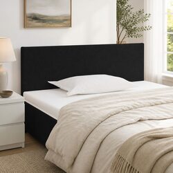 Headboard Black 100cm Fabric Bedroom Furniture Adjustable Height Wooden Legs