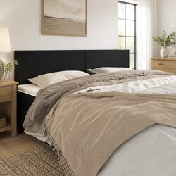 Velvet Headboard Black 160cm Bed Backrest with Wooden Legs Adjustable Height