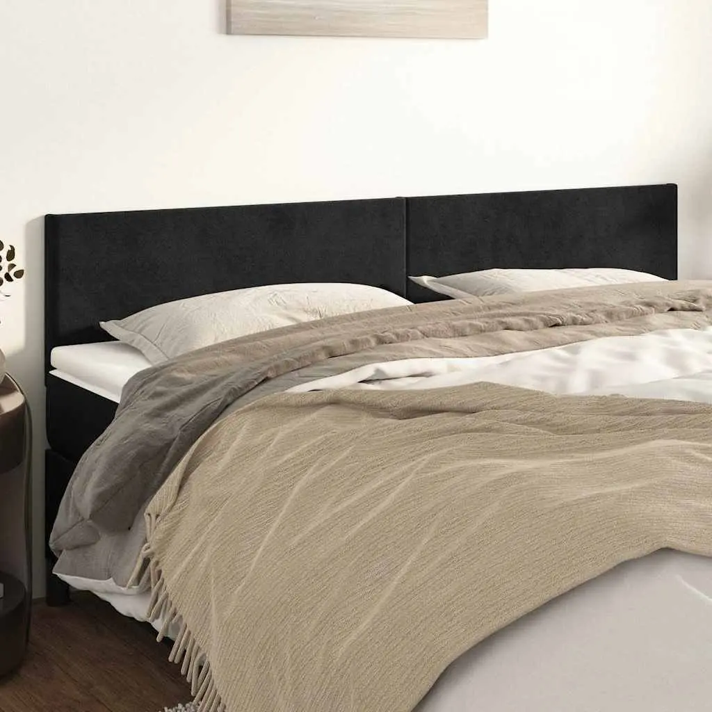 Velvet Headboard Adjustable Height 200cm Black Upholstered Backrest