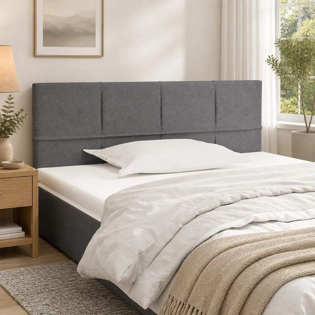 Headboard Fabric Adjustable Height 100cm Dark Grey