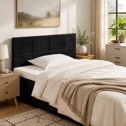 Headboard Black 100 cm Velvet Bed Upholstered Bedroom Furniture Cushioned Back