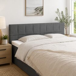 Fabric Headboard Grey Adjustable Height Bedroom Bed Back Support Wooden Legs