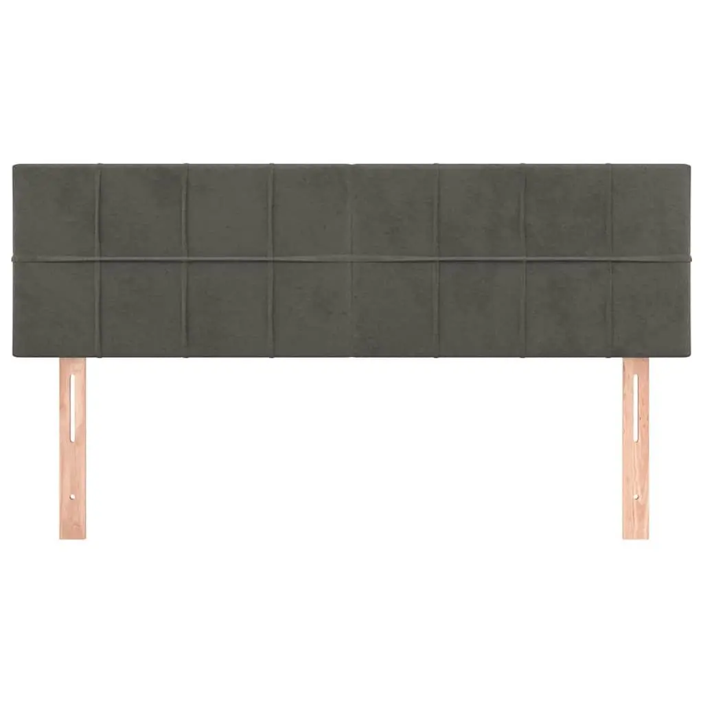 Velvet Headboard Adjustable Height 144cm Grey with Wooden Legs