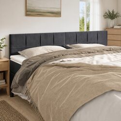 Headboard Dark Grey Velvet 160cm Bedroom Furniture Adjustable Height Wooden Legs