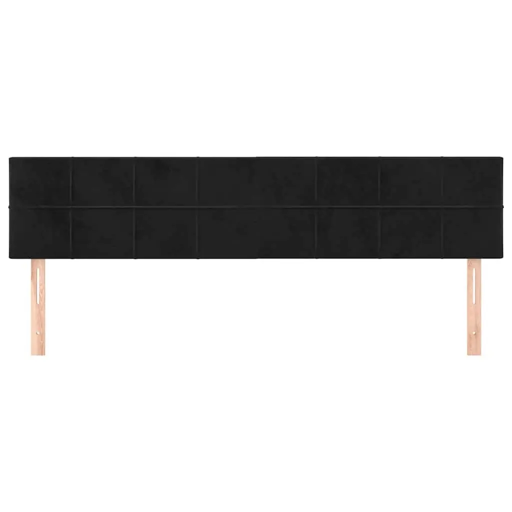 Velvet Headboard Adjustable Height 160cm Black Wooden Legs