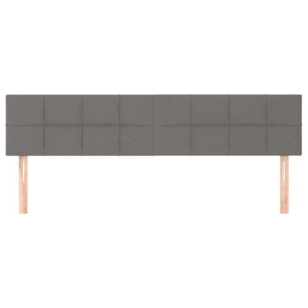 Headboard Fabric Upholstered Adjustable Height Dark Grey with Wooden Legs
