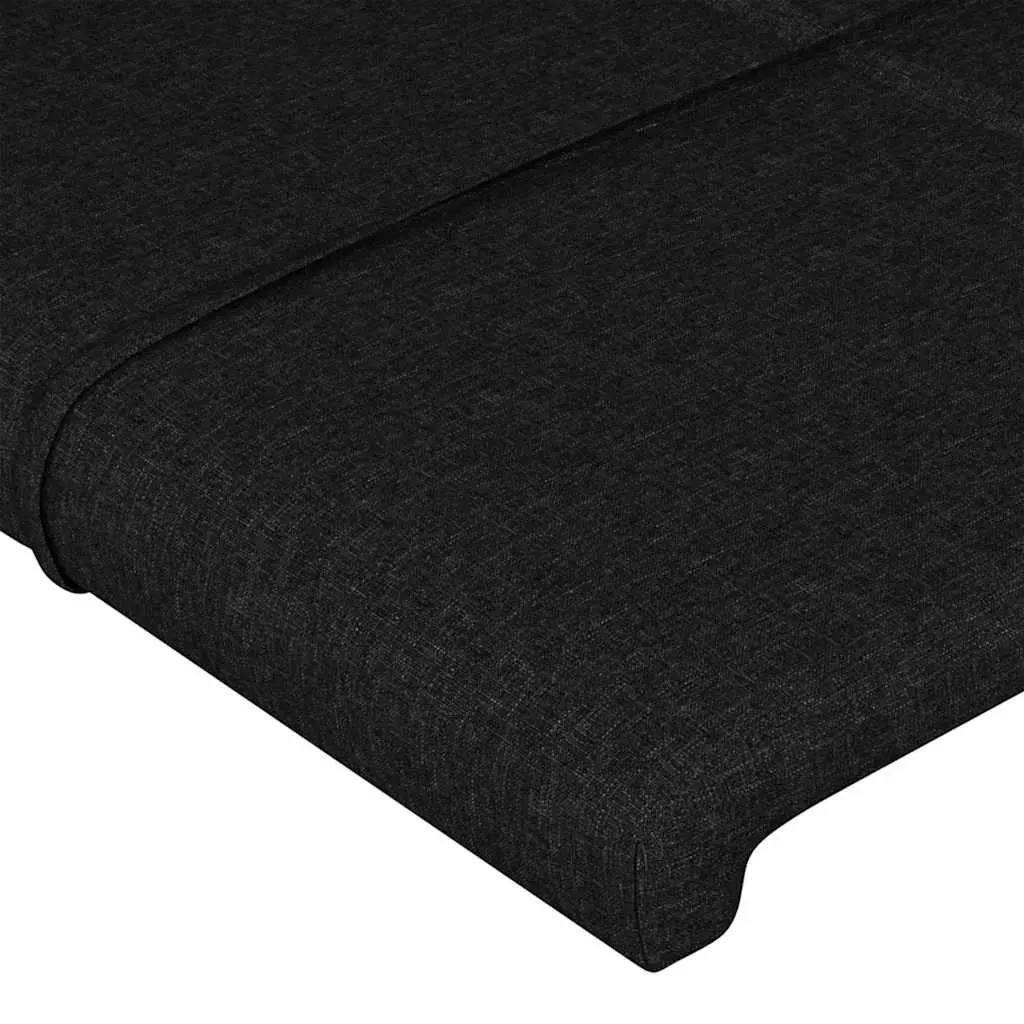Black Fabric Headboard 200cm Wide Adjustable Height Wooden Legs Bedroom Bed