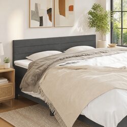 Headboard Dark Grey 200x5x78/88 cm Fabric Bedroom Furniture Adjustable Height