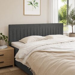 Headboard Dark Grey Fabric Bedroom Furniture Adjustable Height Wooden Legs