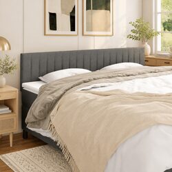 Headboard Dark Grey 200x5x78/88 cm Fabric Bedroom Furniture Adjustable Height