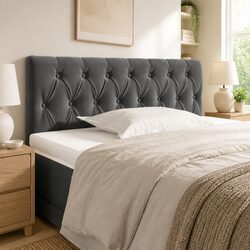 Headboard Grey 100cm Velvet Bedroom Furniture Upholstered Bed Back Support