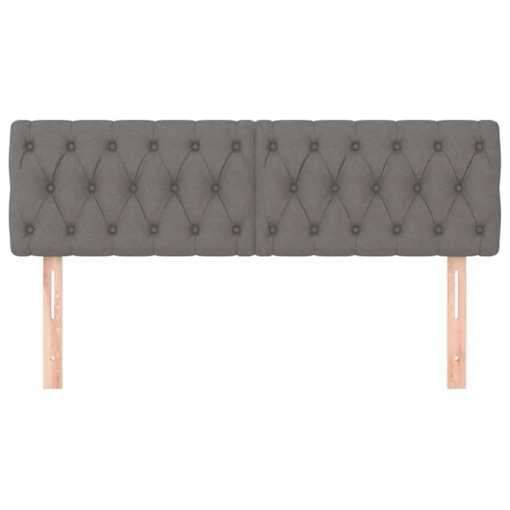 Headboard Adjustable Height Dark Grey Fabric with Wooden Legs