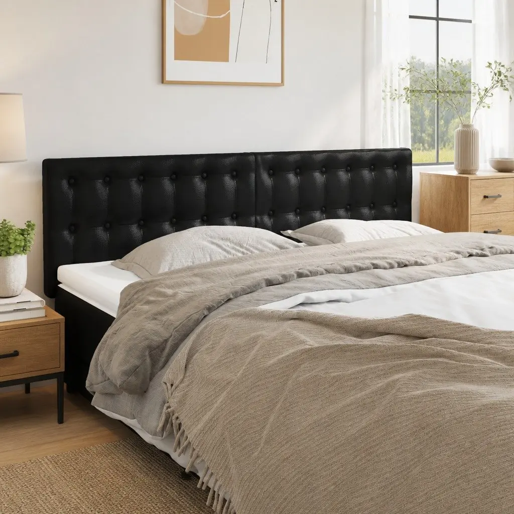 Faux Leather Headboard Adjustable Height 144cm Black Bedroom Furniture