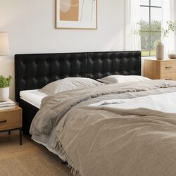 Black Faux Leather Headboard 144cm Adjustable Height Bedroom Furniture Wooden