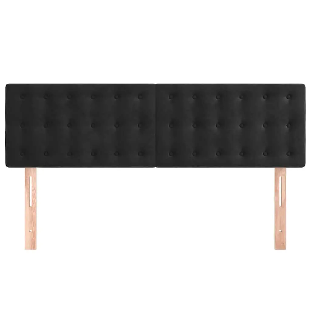 Headboard Adjustable Height Black Velvet Upholstered with Wooden Legs