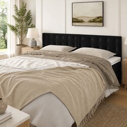 Black Velvet Headboard 160cm Adjustable Height Bedroom Bed Upholstery Back