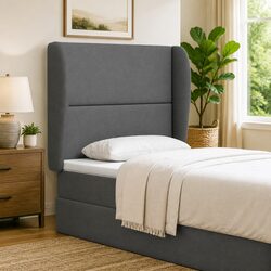 Headboard Wave Ear Modern Bedroom Dim Grey Fabric Upholstered Elegant Design