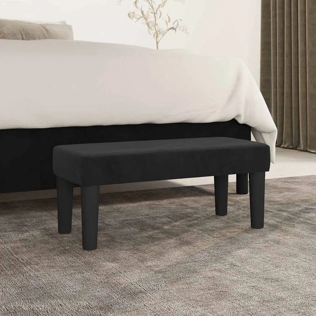 Black Velvet Bench Seat Padded Foam Multifunctional Living Room Bedroom