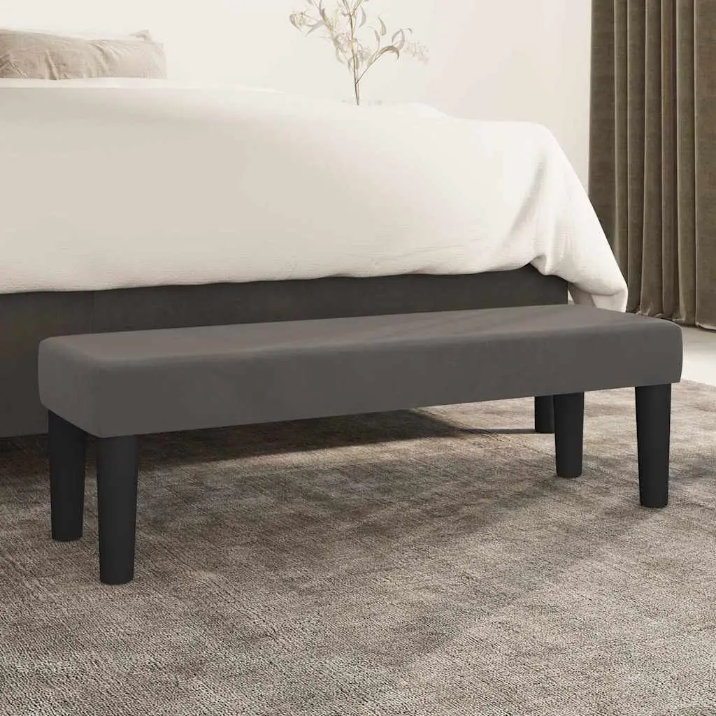 Bench Velvet Padded Seat Dark Grey