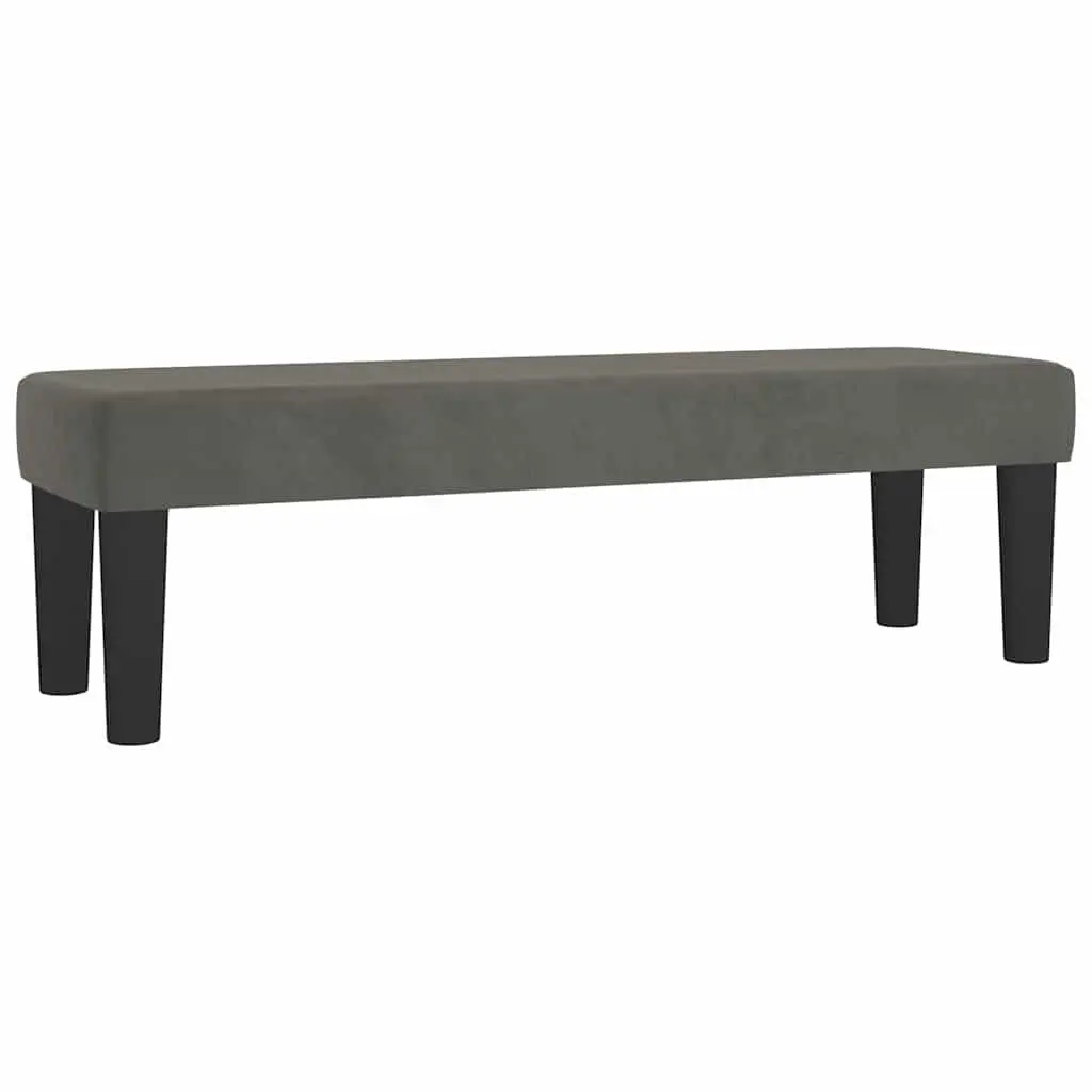 Bench Velvet Padded Seat Dark Grey