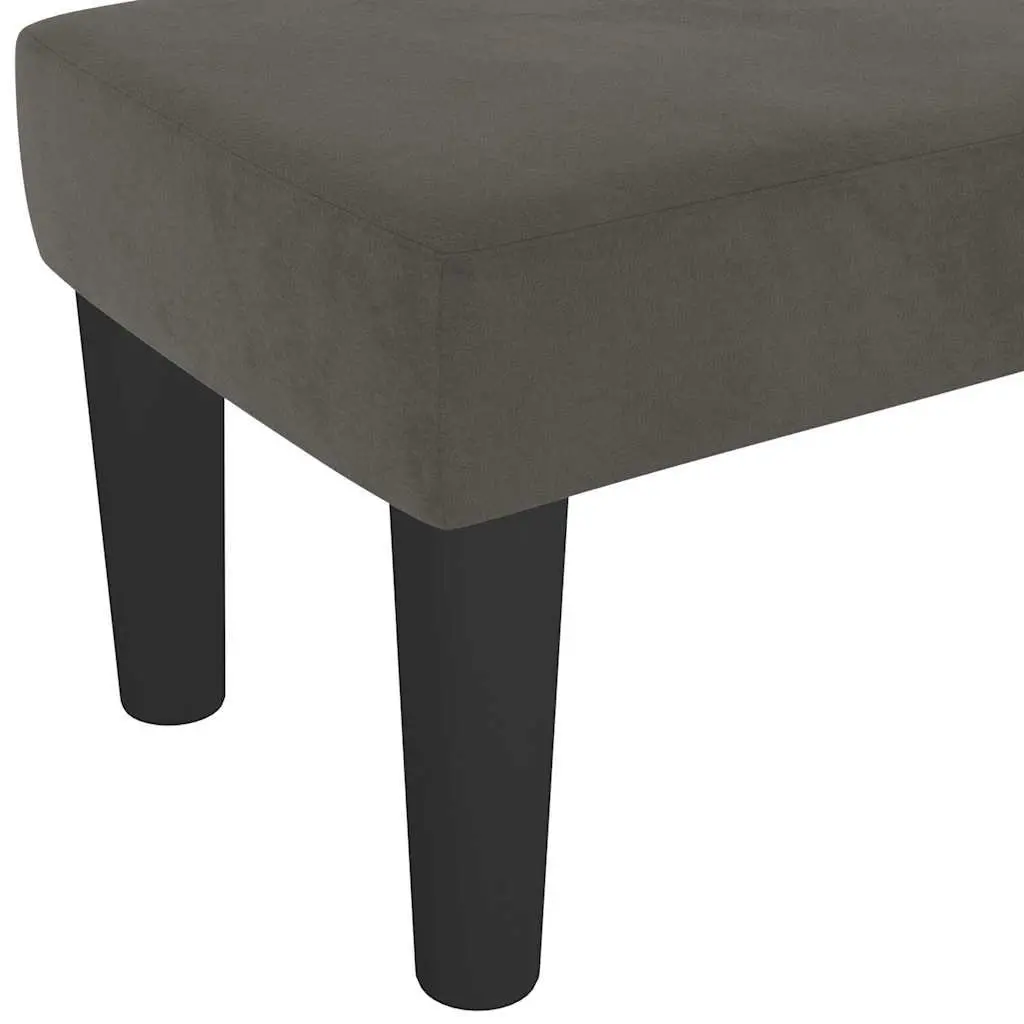 Bench Velvet Padded Seat Dark Grey