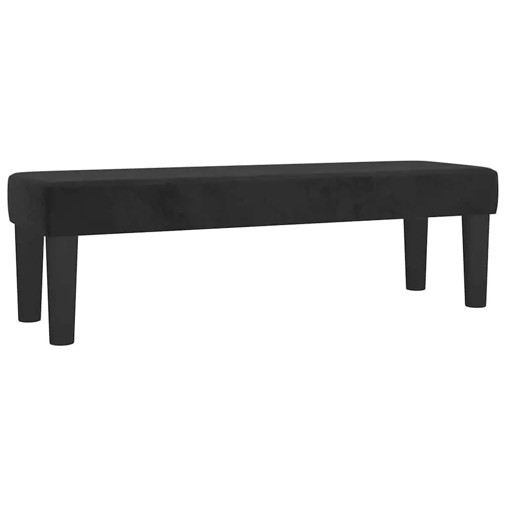 Black Velvet Bench Padded Seat Upholstered Furniture Living Room End of Bed