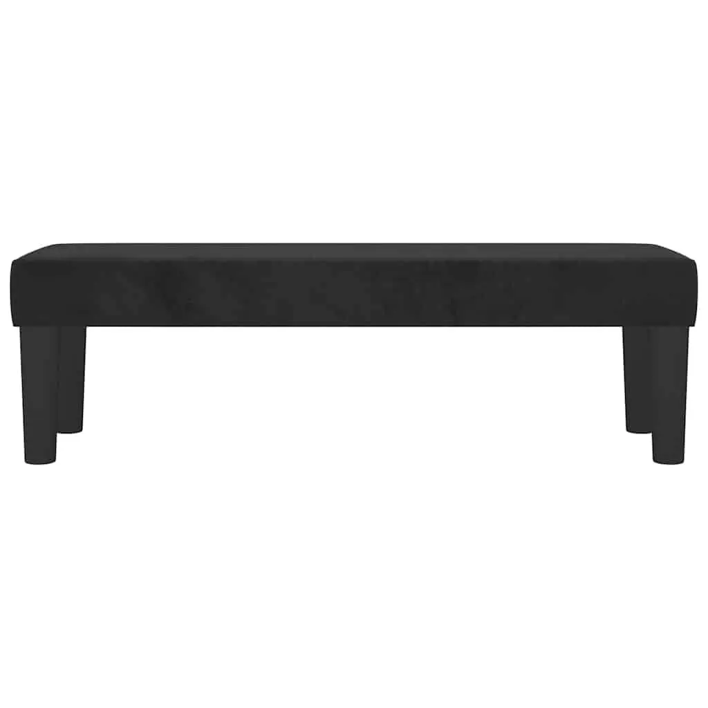 Black Velvet Bench Padded Seat Upholstered Furniture Living Room End of Bed