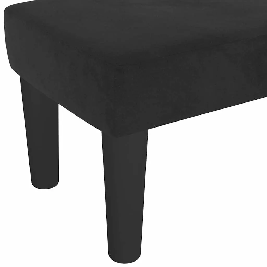 Black Velvet Bench Padded Seat Upholstered Furniture Living Room End of Bed