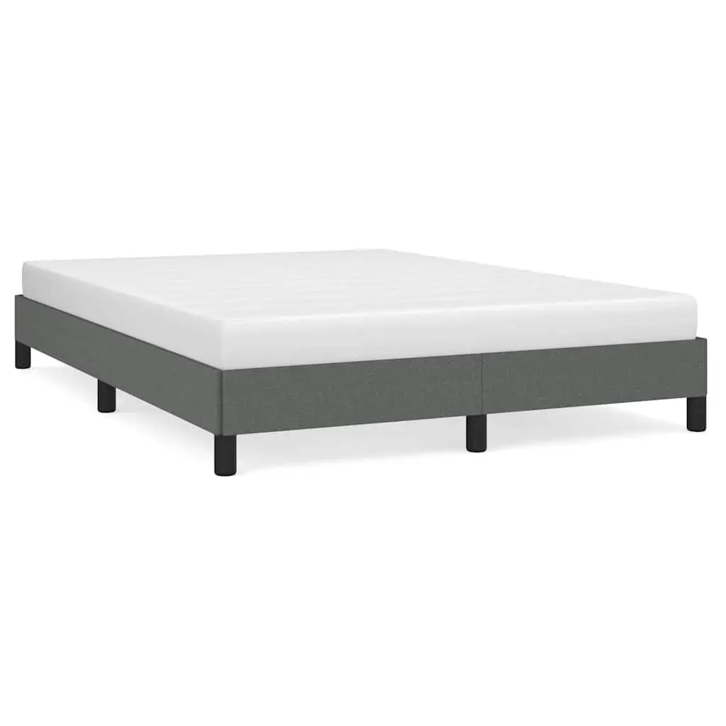 Double Bed Frame Grey Fabric 137x187 cm Upholstered Bedroom Furniture Sleeper