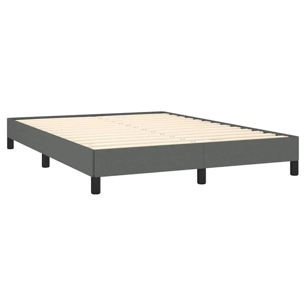 Double Bed Frame Grey Fabric 137x187 cm Upholstered Bedroom Furniture Sleeper