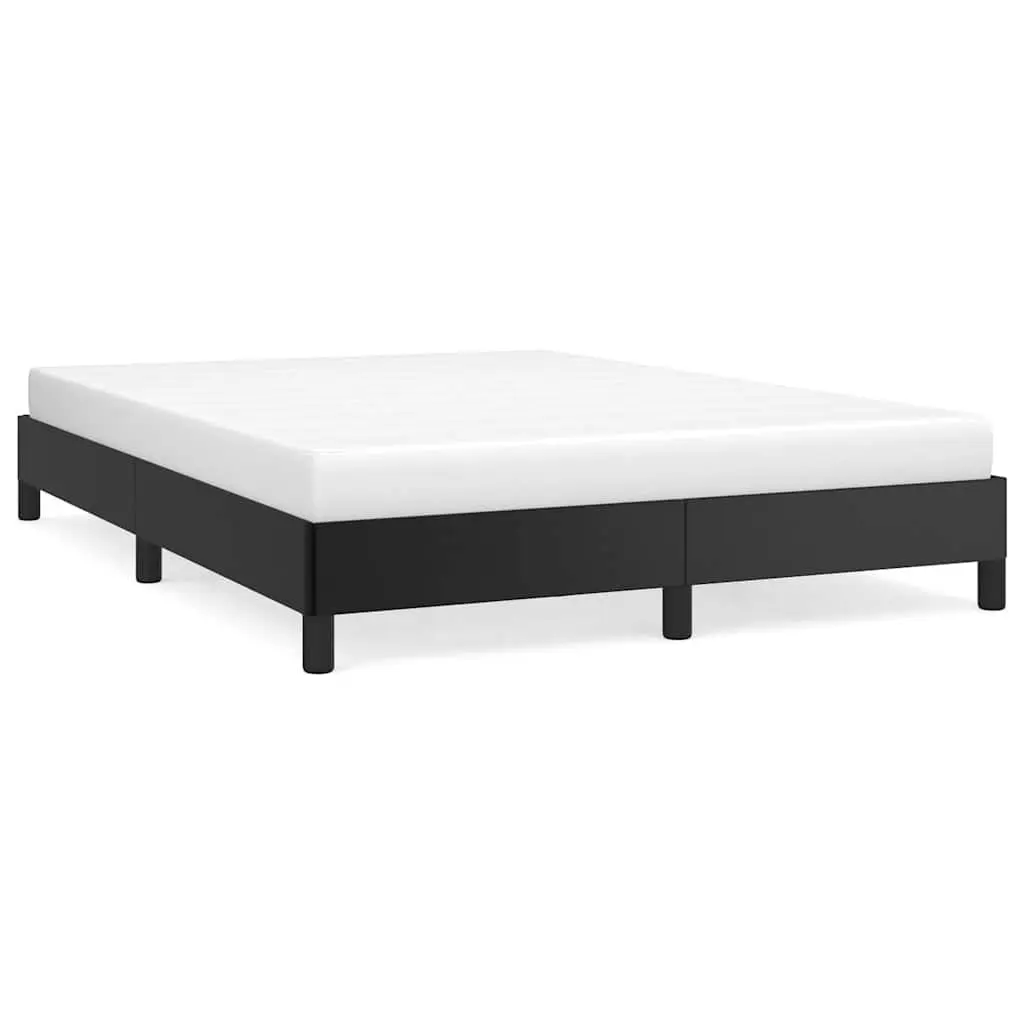 Double Bed Frame Black 137x187 cm Faux Leather Platform Bedroom Furniture