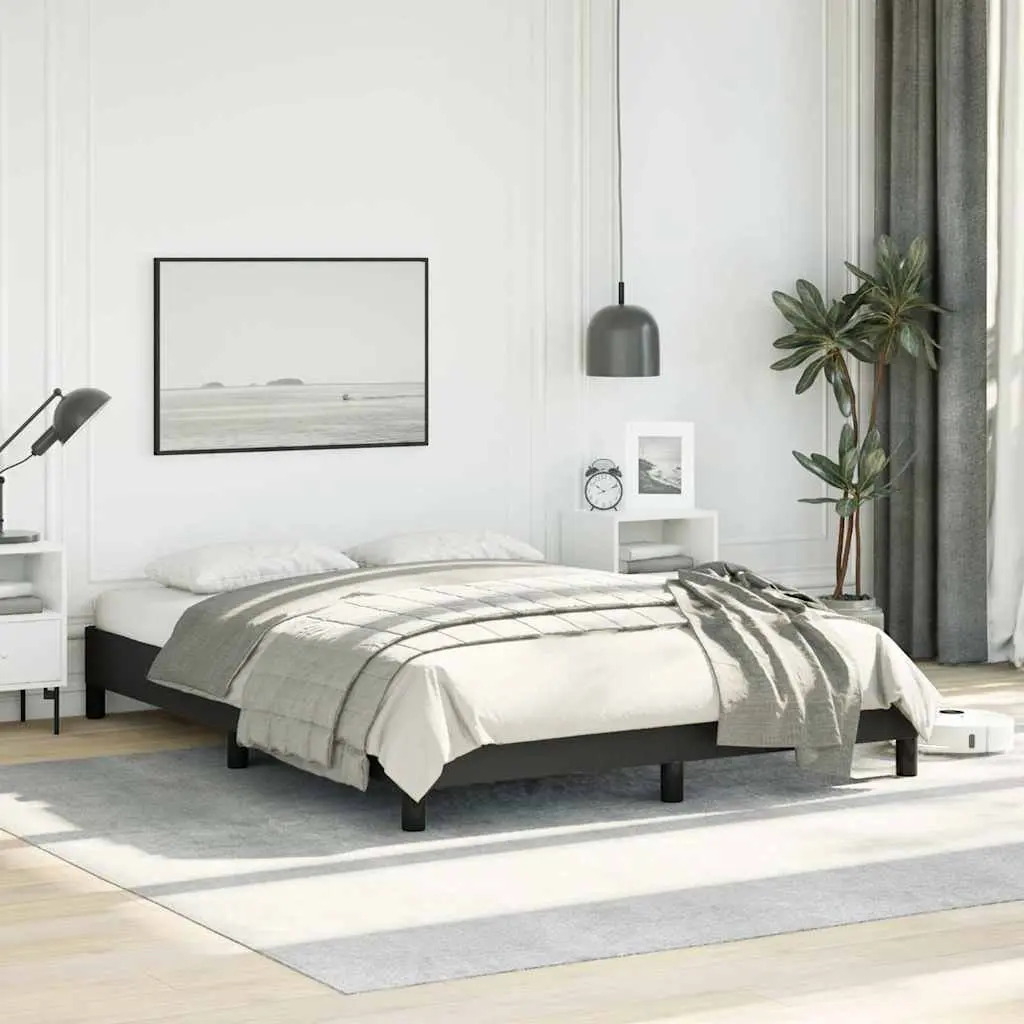 Double Bed Frame Black 137x187 cm Faux Leather Platform Bedroom Furniture