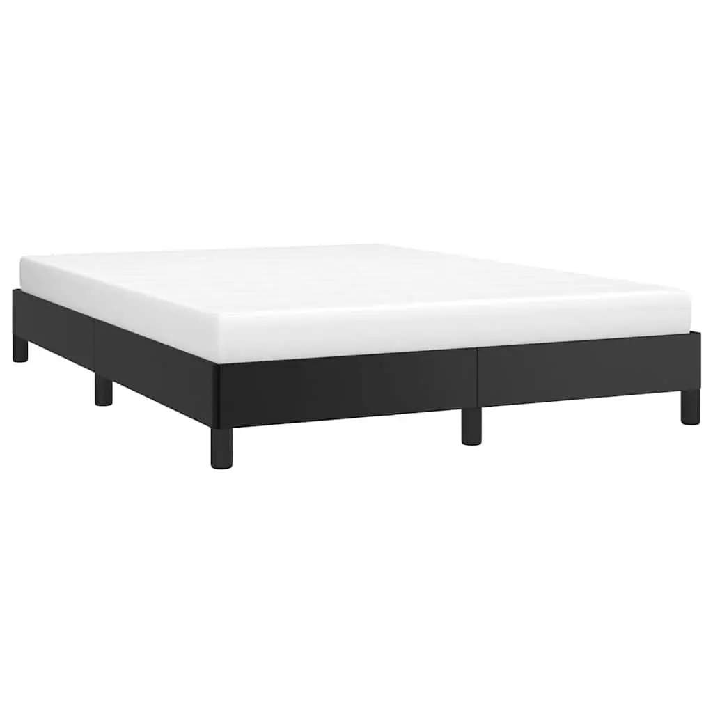 Double Bed Frame Black 137x187 cm Faux Leather Platform Bedroom Furniture