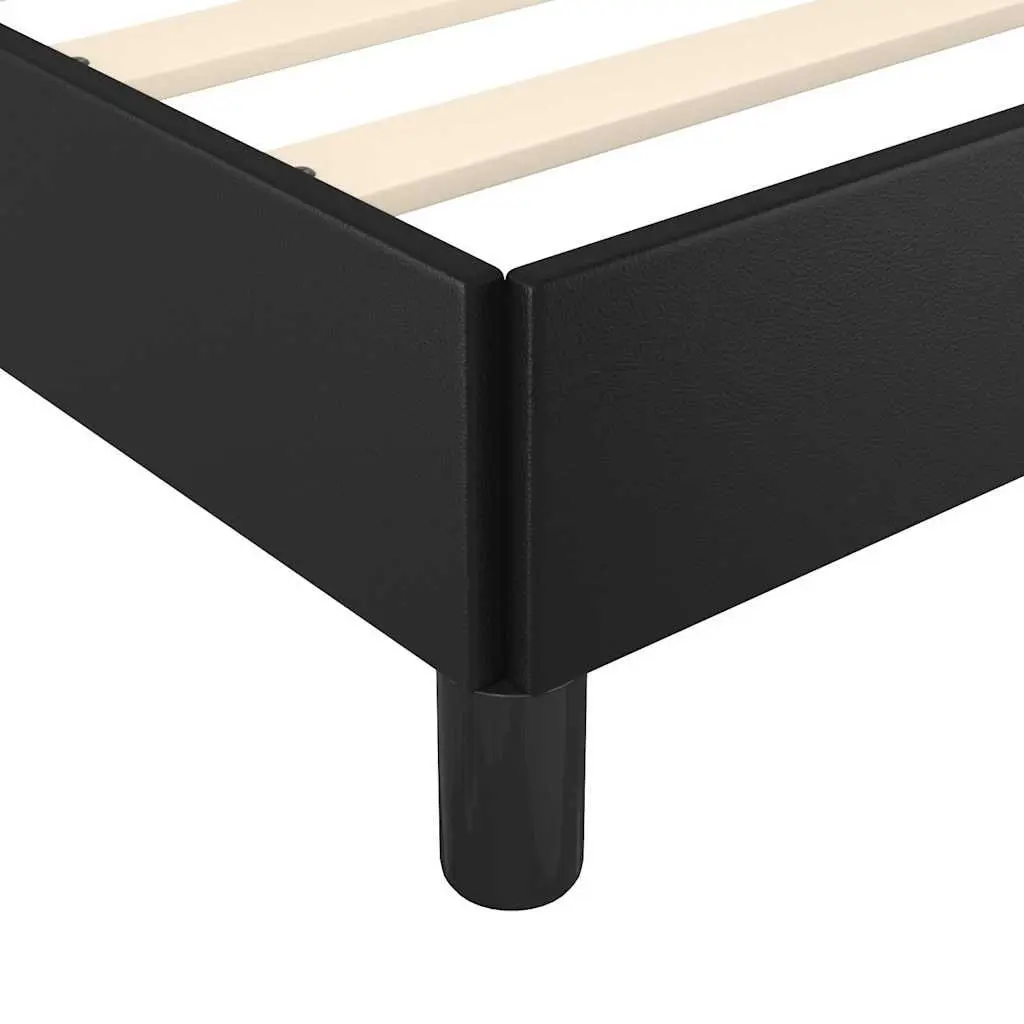Double Bed Frame Black 137x187 cm Faux Leather Platform Bedroom Furniture
