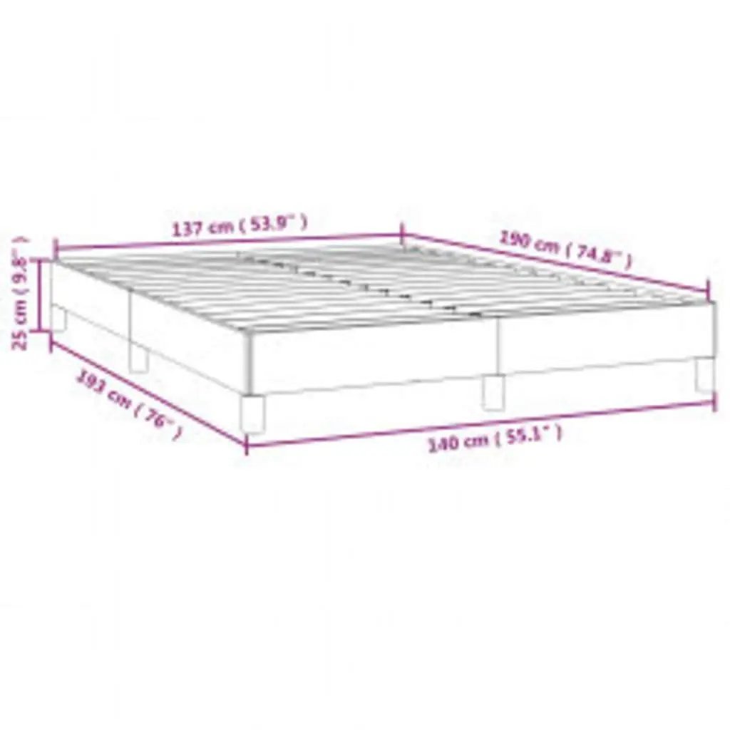 Double Bed Frame Grey Velvet 137x187cm Bedroom Furniture with Plywood Slats
