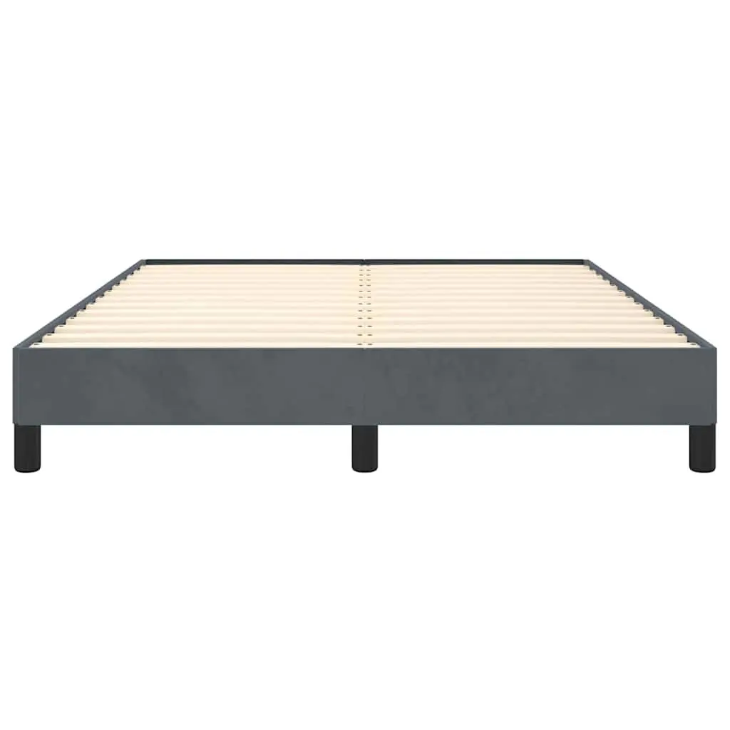 Double Bed Frame Grey Velvet 137x187cm Bedroom Furniture with Plywood Slats