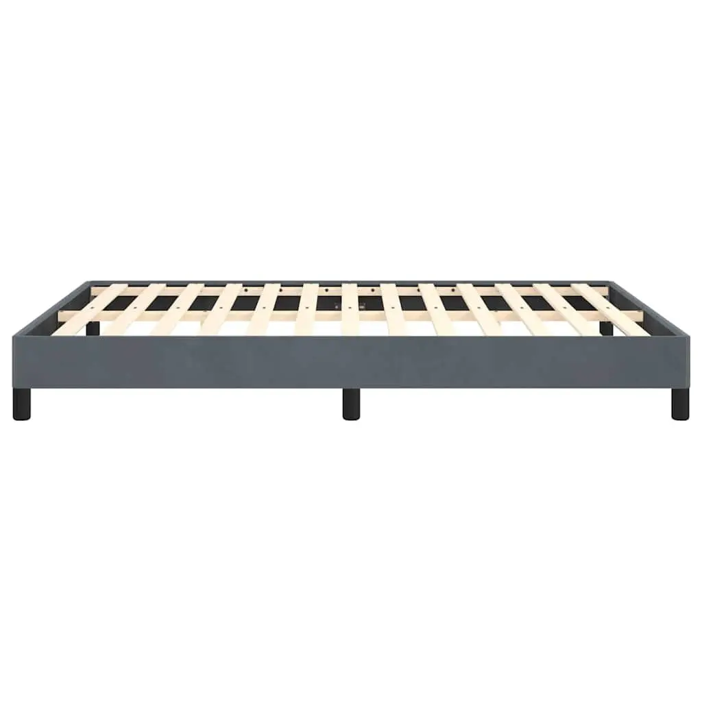 Double Bed Frame Grey Velvet 137x187cm Bedroom Furniture with Plywood Slats
