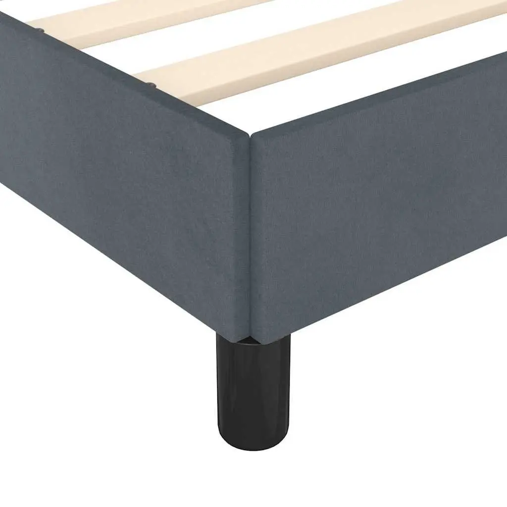Double Bed Frame Grey Velvet 137x187cm Bedroom Furniture with Plywood Slats