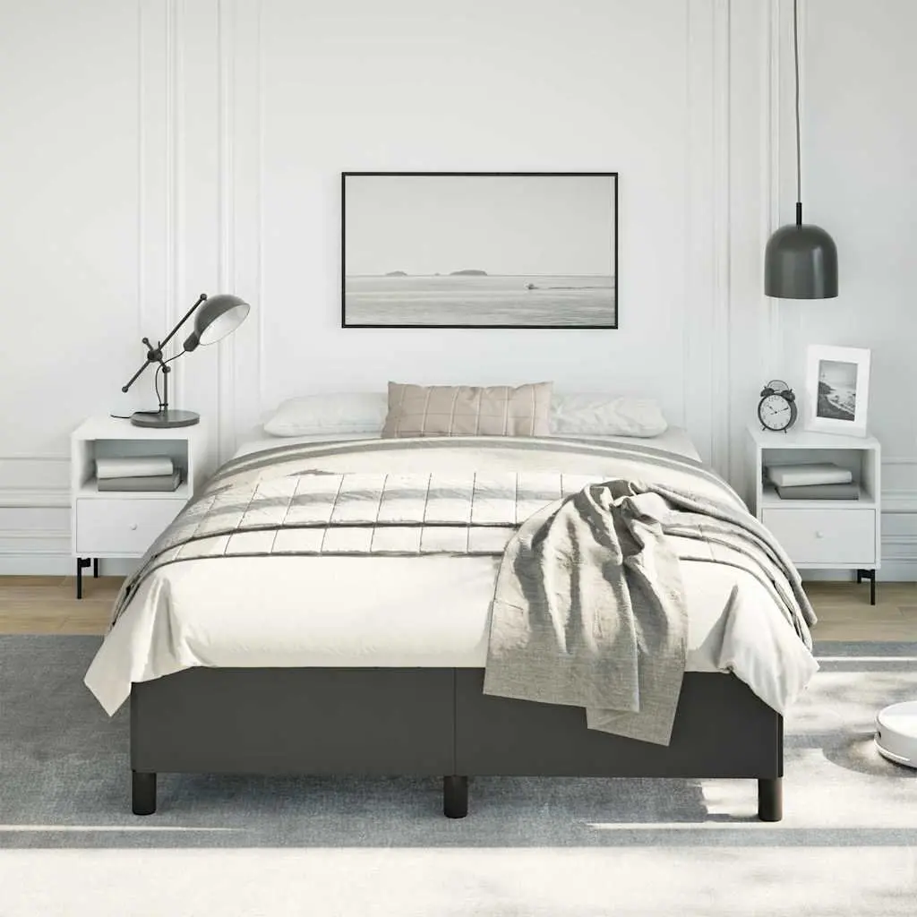 Double Bed Frame Faux Leather 137x187 cm Black