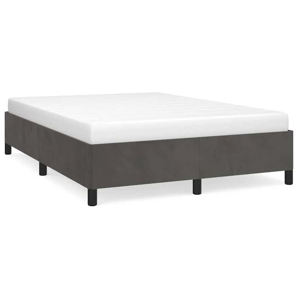 Queen Bed Frame Grey Velvet Upholstered 152x203cm