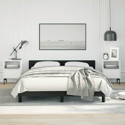 Double Bed Frame Black Faux Leather Headboard Bedroom Furniture Slats Base